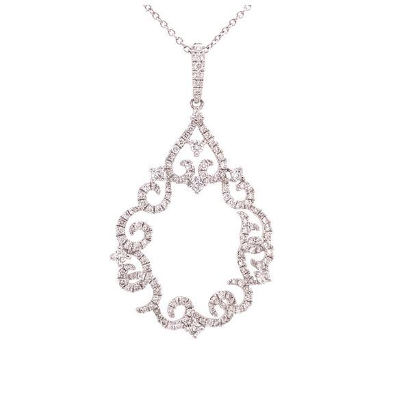 KC Designs 14K White Gold Diamond Pendant Necklace - Picture 1 of 9